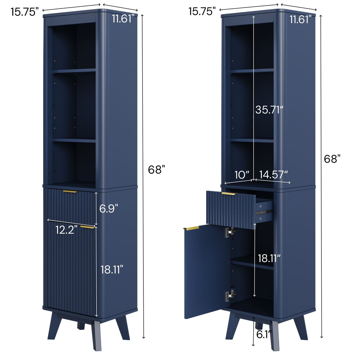 Tall Bathroom Storage Cabinet With Adjustable Shelves And 1 Drawer & Door