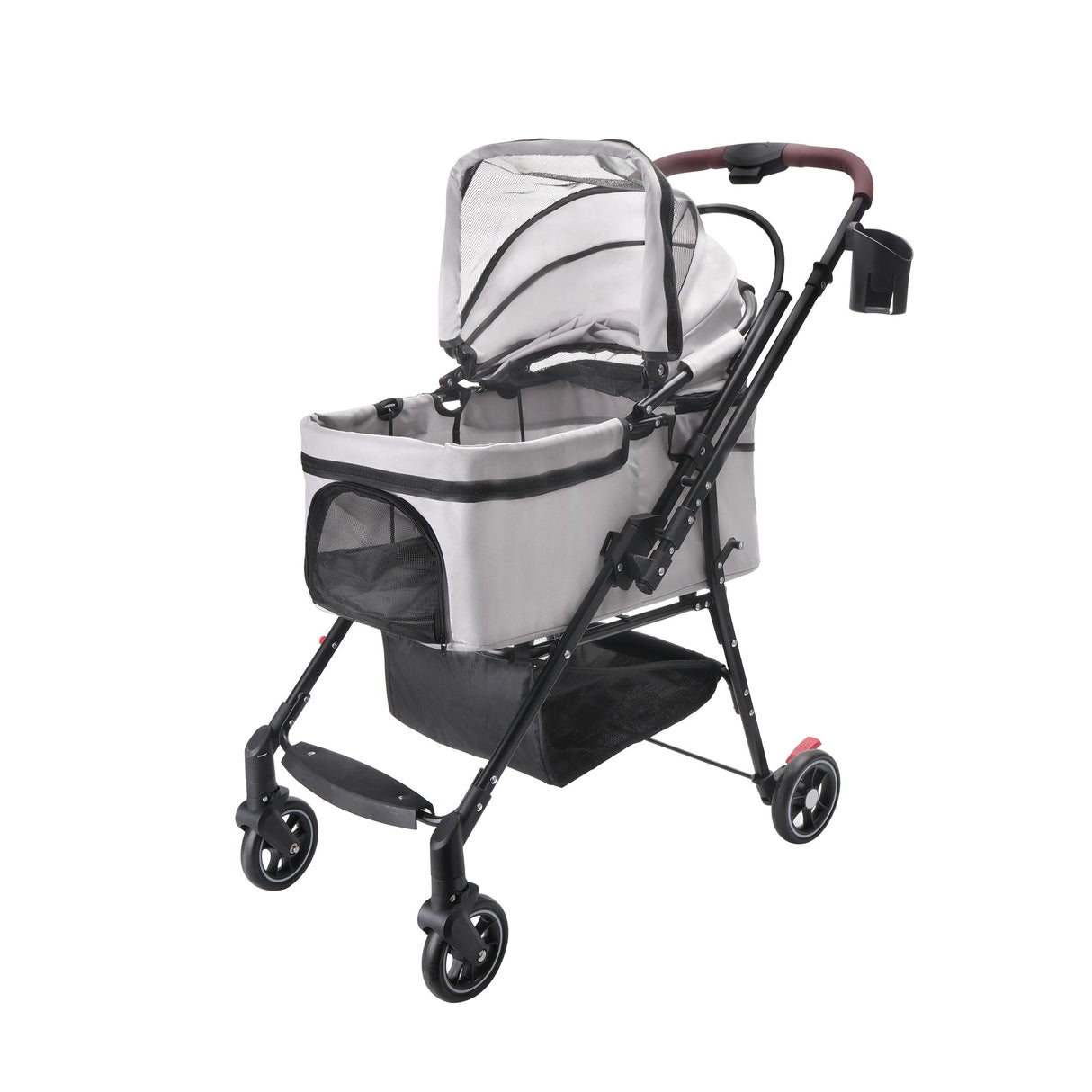 4-Wheel Foldable Pet Stroller for Dogs & Cats