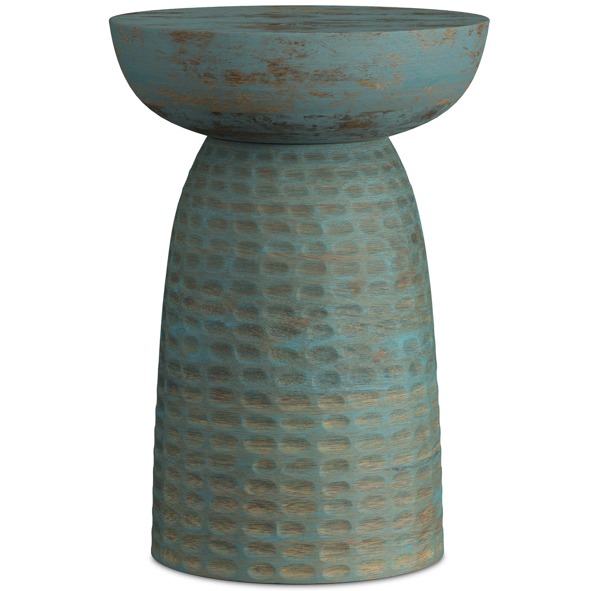 Boyd 13 Inch Solid Mango Accent Table in Teal Wash