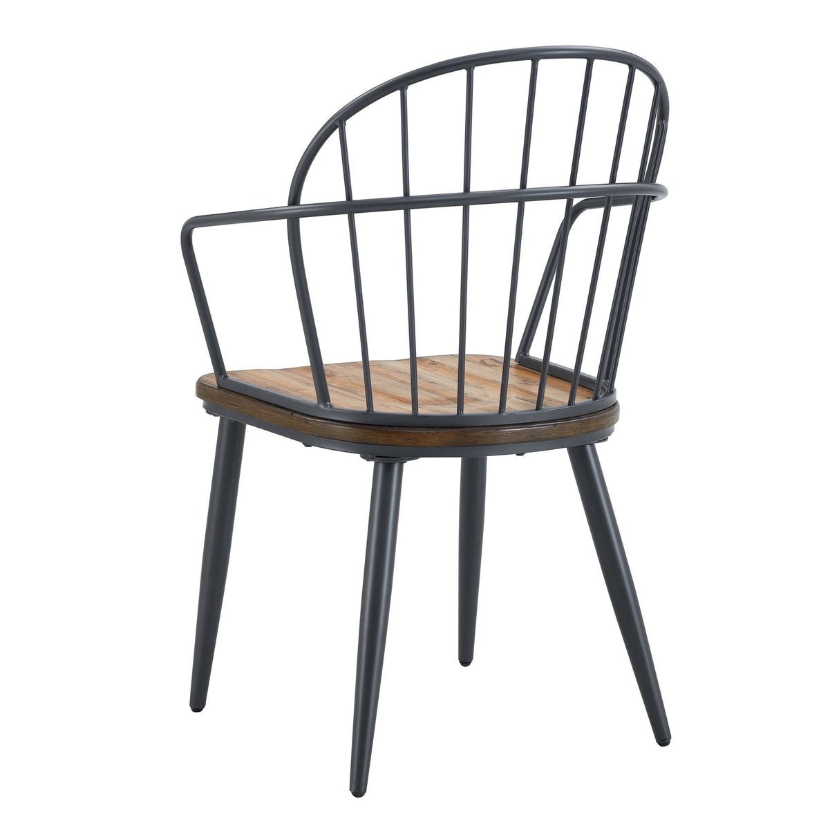 Industrial Inspired Indoor Dining Chair With Metal Legs And Birch (Set of 2) - Black / Natural