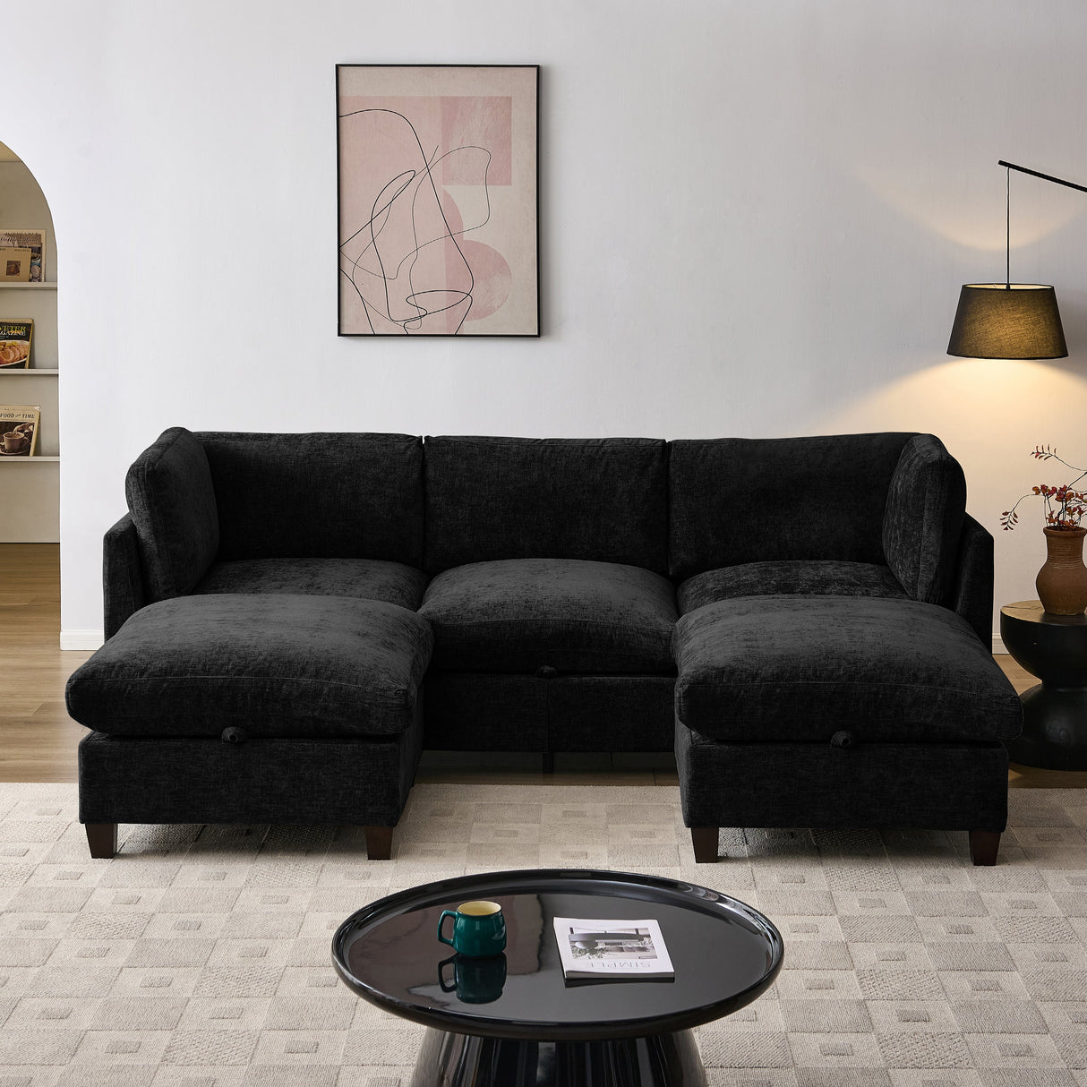 96.5" Sectional Couch for Living Room, Upholstered with Storage