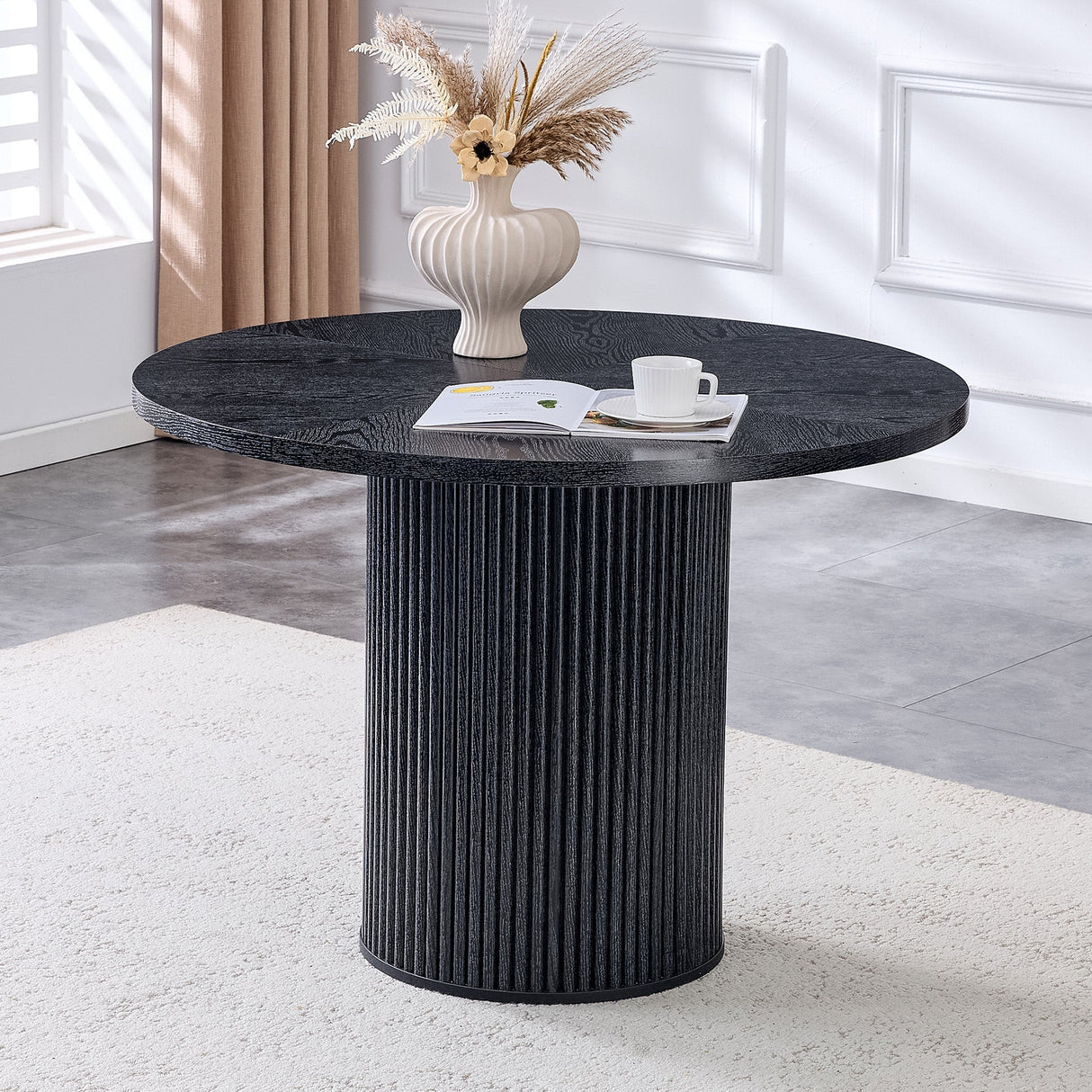 Modern Spliced Circular Dining Table with 42 Inch Diameter