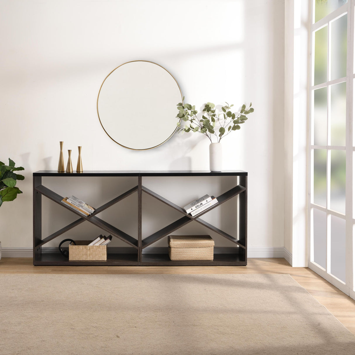 Modern X-Frame Console Table – Elegant Entryway and Office Storage