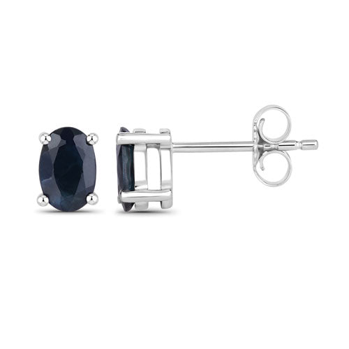 0.96 Carat Genuine Blue Sapphire 10K White Gold Earrings