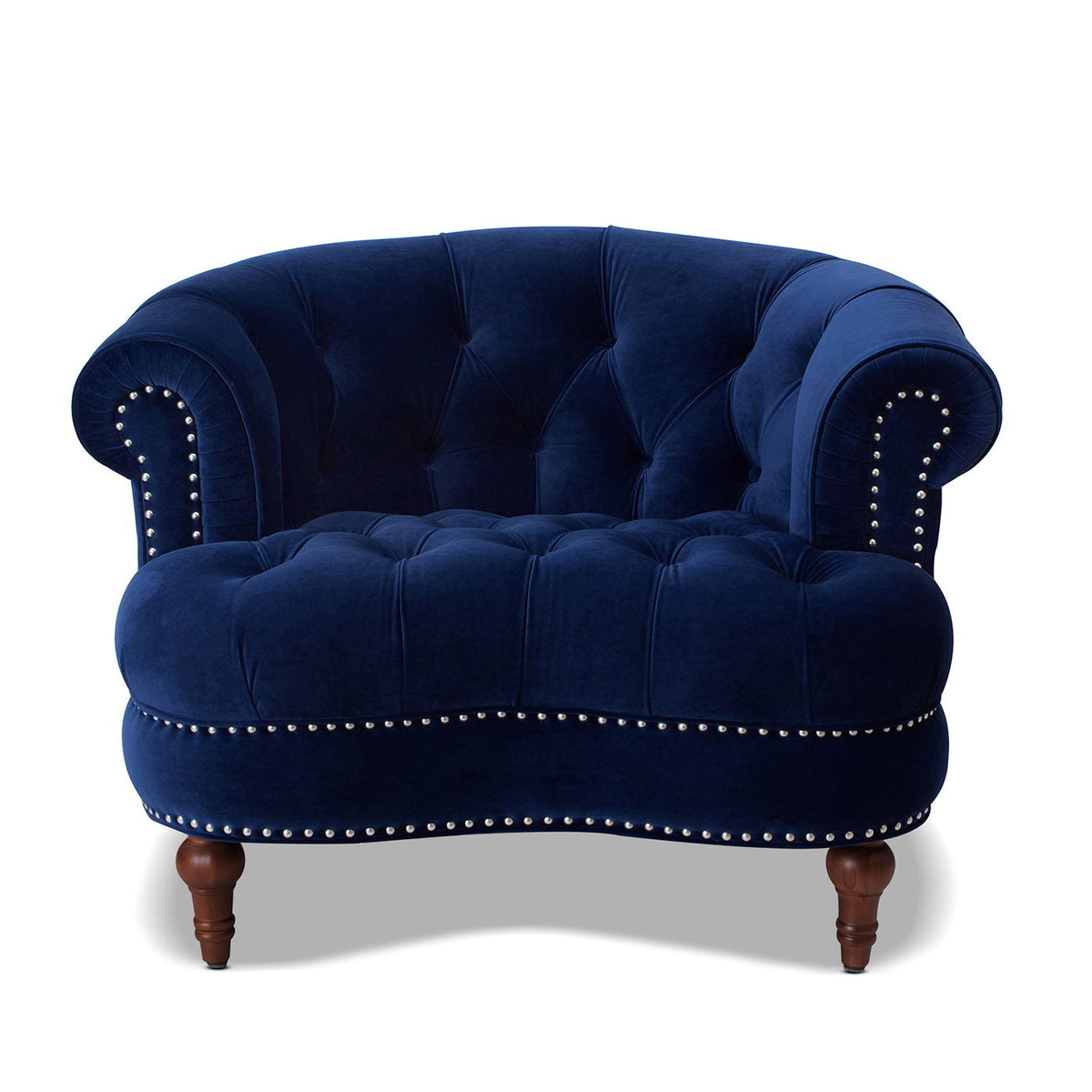 Victorian Tufted Upholstered Accent Chair with Nailhead Trim - Dark Red, Blue, or Pink
