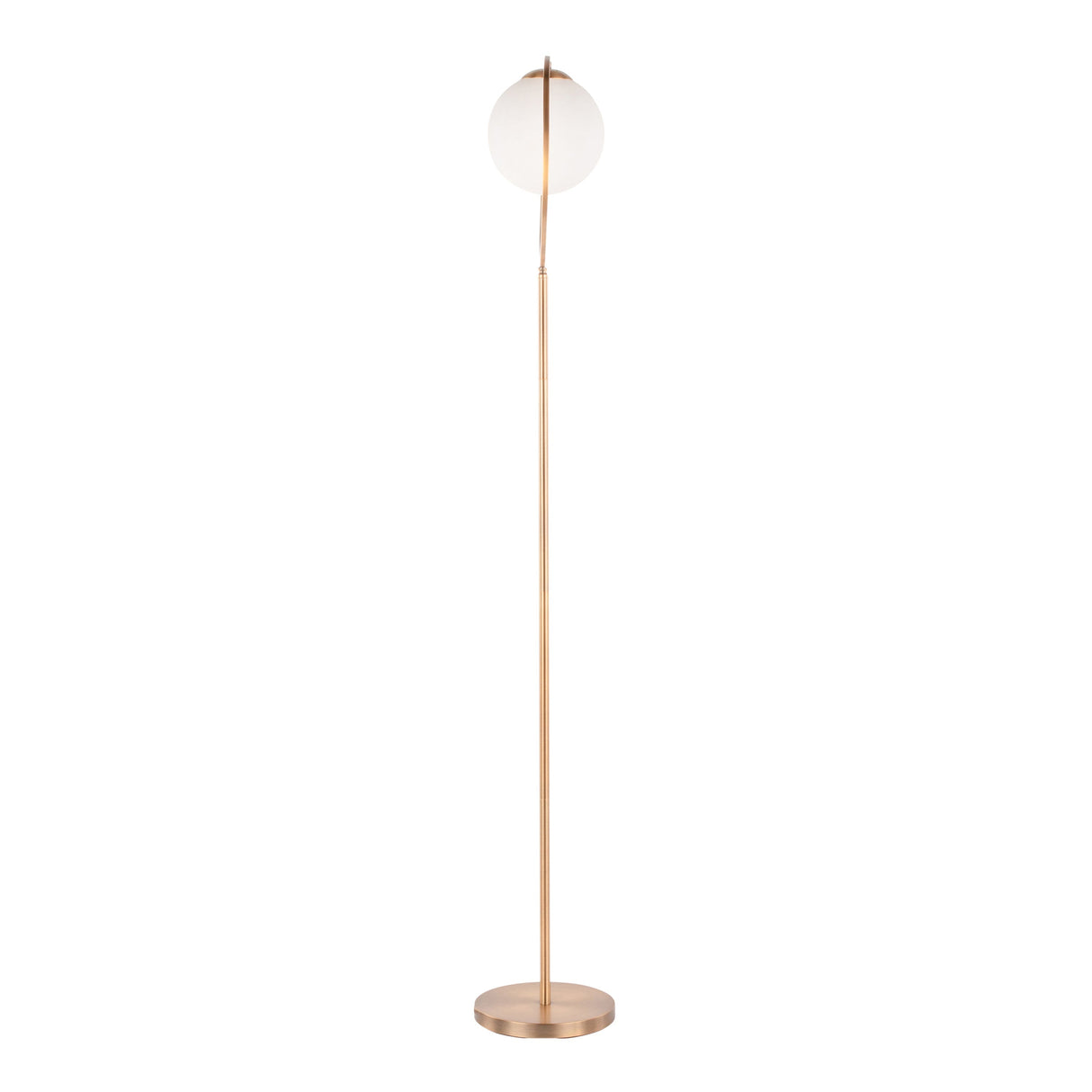 Moon Contemporary Floor Lamp in Gold Metal and Frosted Glass