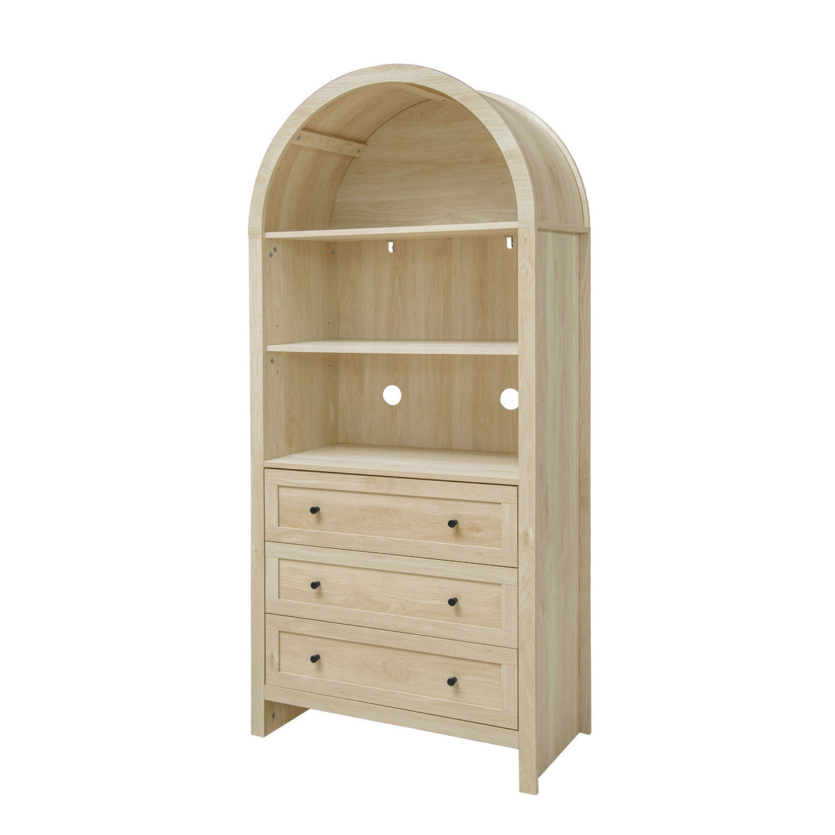 Arched Kitchen Pantry, Modern Farmhouse Wood Kitchen Storage Cabinets, Arched Storage Display Cabinet With Adjustable Shelves, Versatile Cupboard For Kitchen, Dining Room, Living Room - Natural