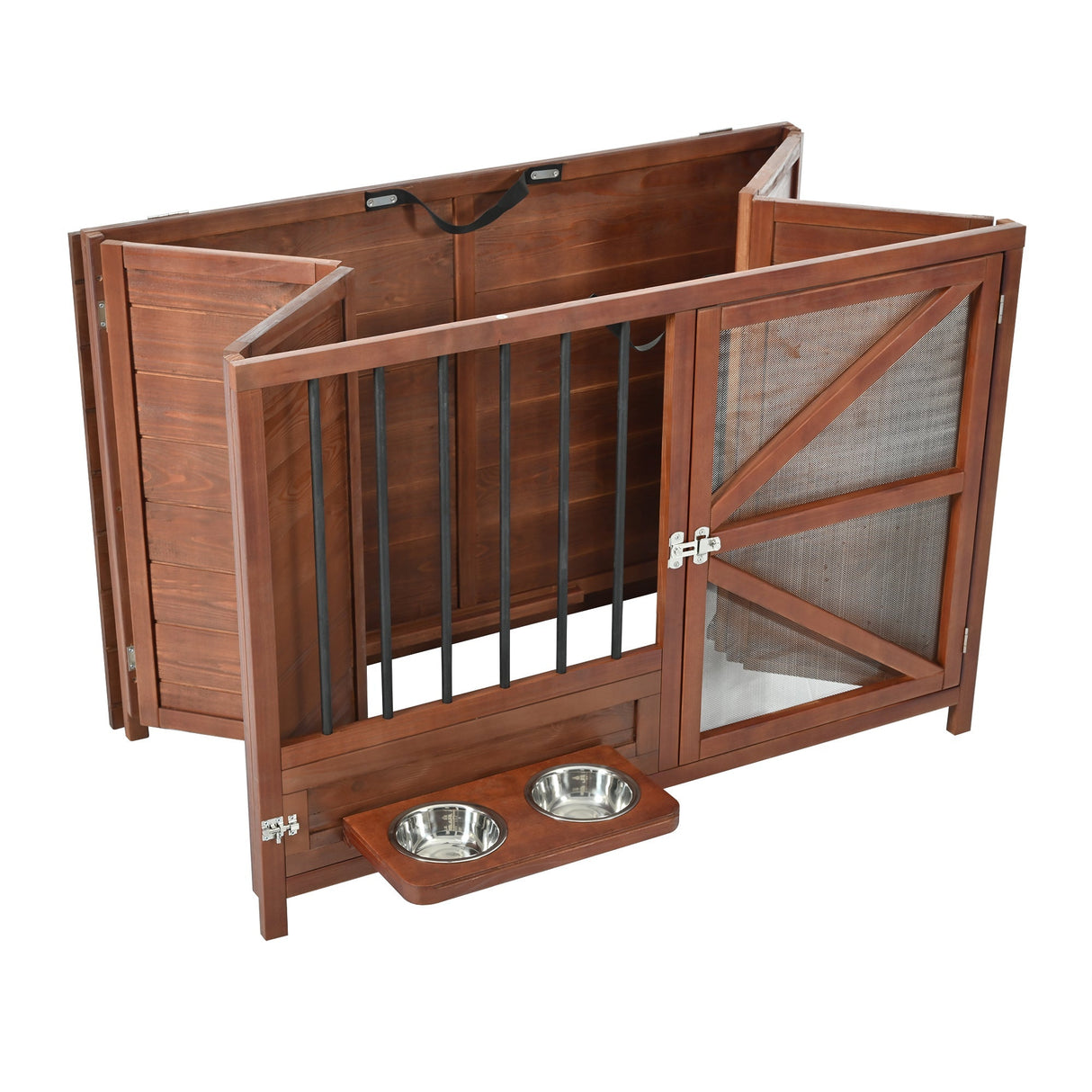 43" Solid Wood Dog Crate FurnitureFoldable Indoor Kennel