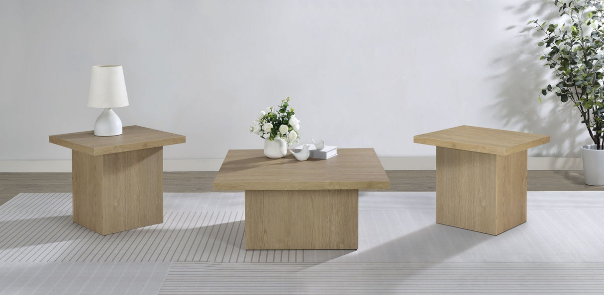 Devar 3-piece Square Cocktail Coffee End Table Set Latte