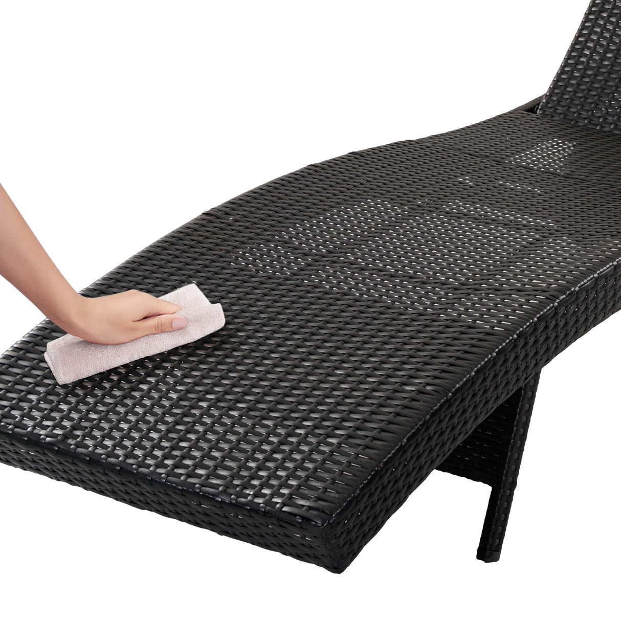 K&K 80'' Patio Wicker Chaise Lounge Chairs Set of 2