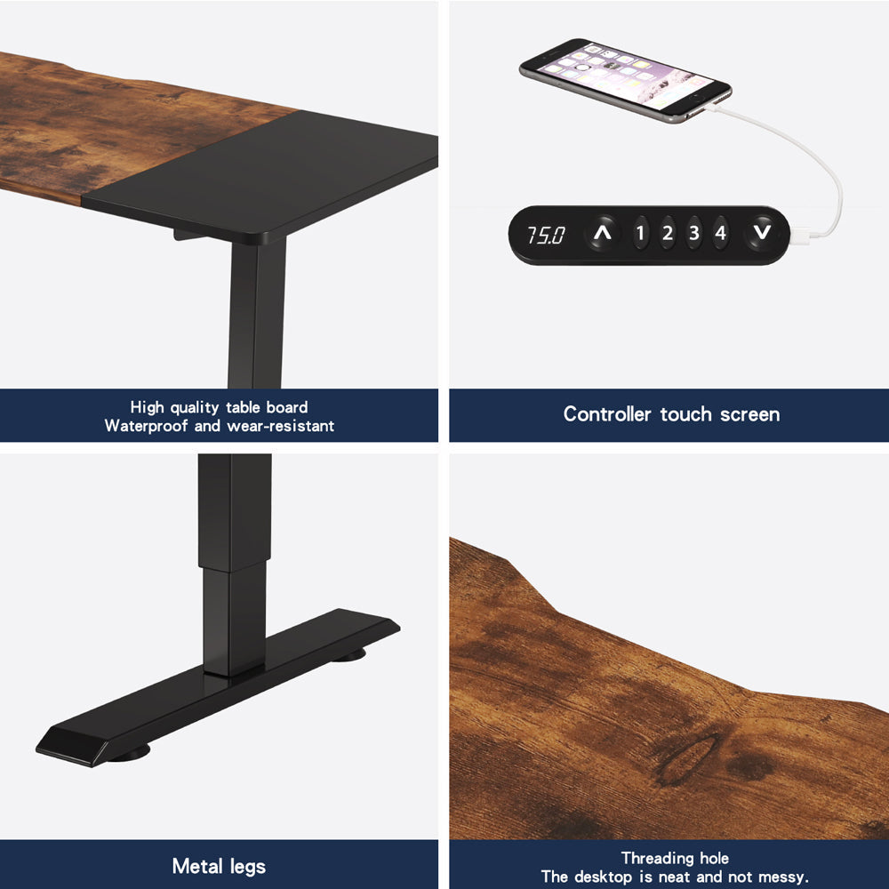 55"×24" Black & Rustic Electric Standing Desk