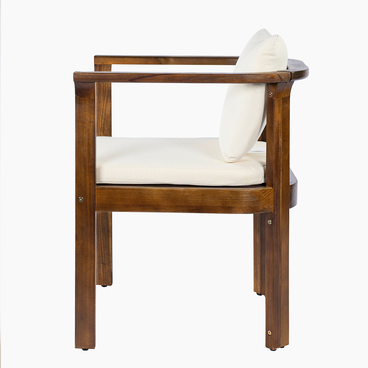 Outdoor Dining Chair Set of 2 with Curved Acacia Wood Arms
