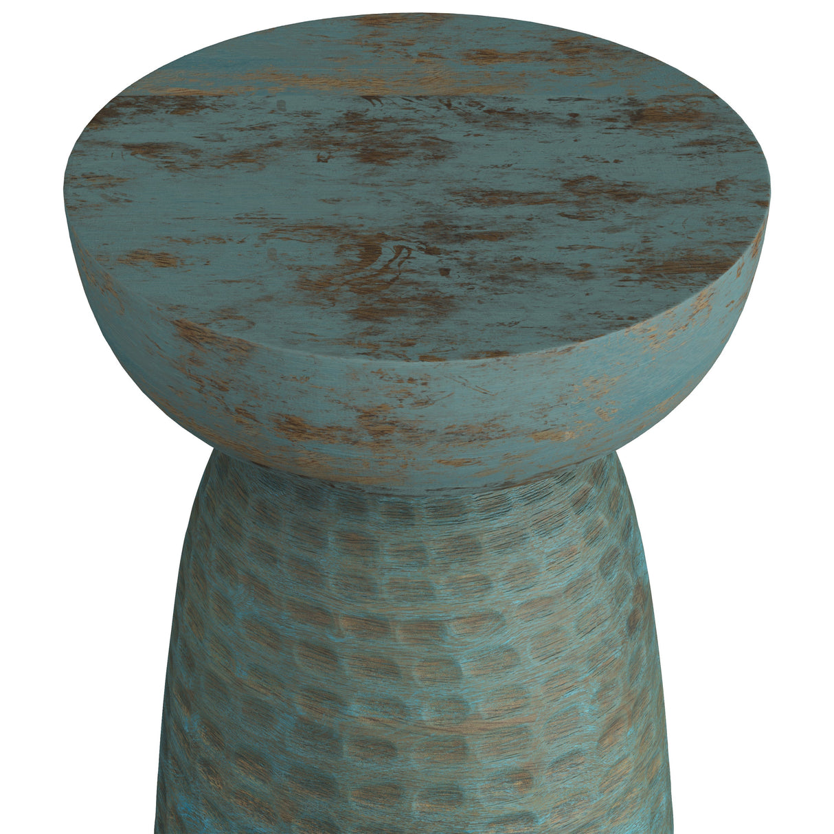 Boyd 13 Inch Solid Mango Accent Table in Teal Wash