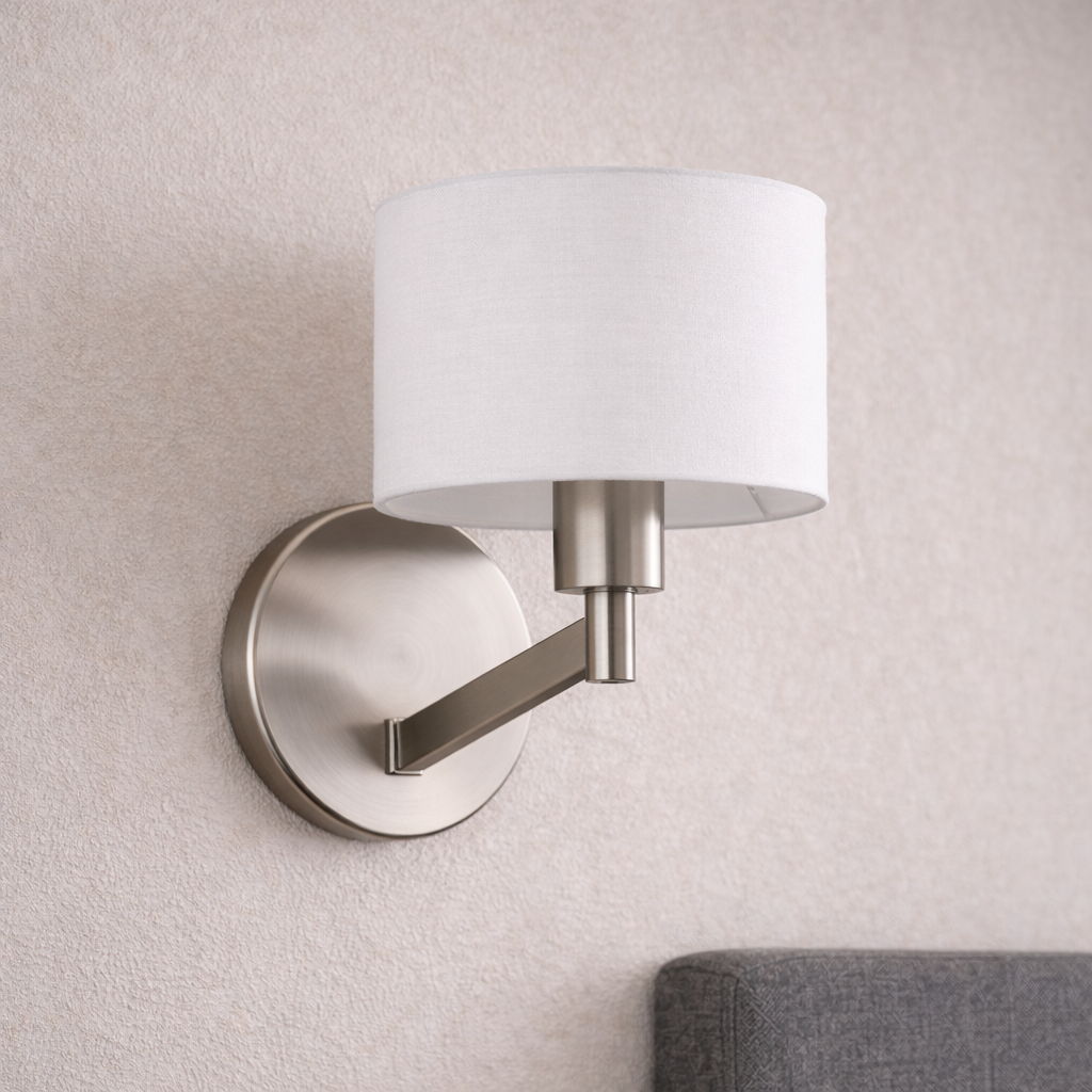 Nebula - Base Wall Lamp With Rotary Switch Shade - Brushed Nickel / Silver / White