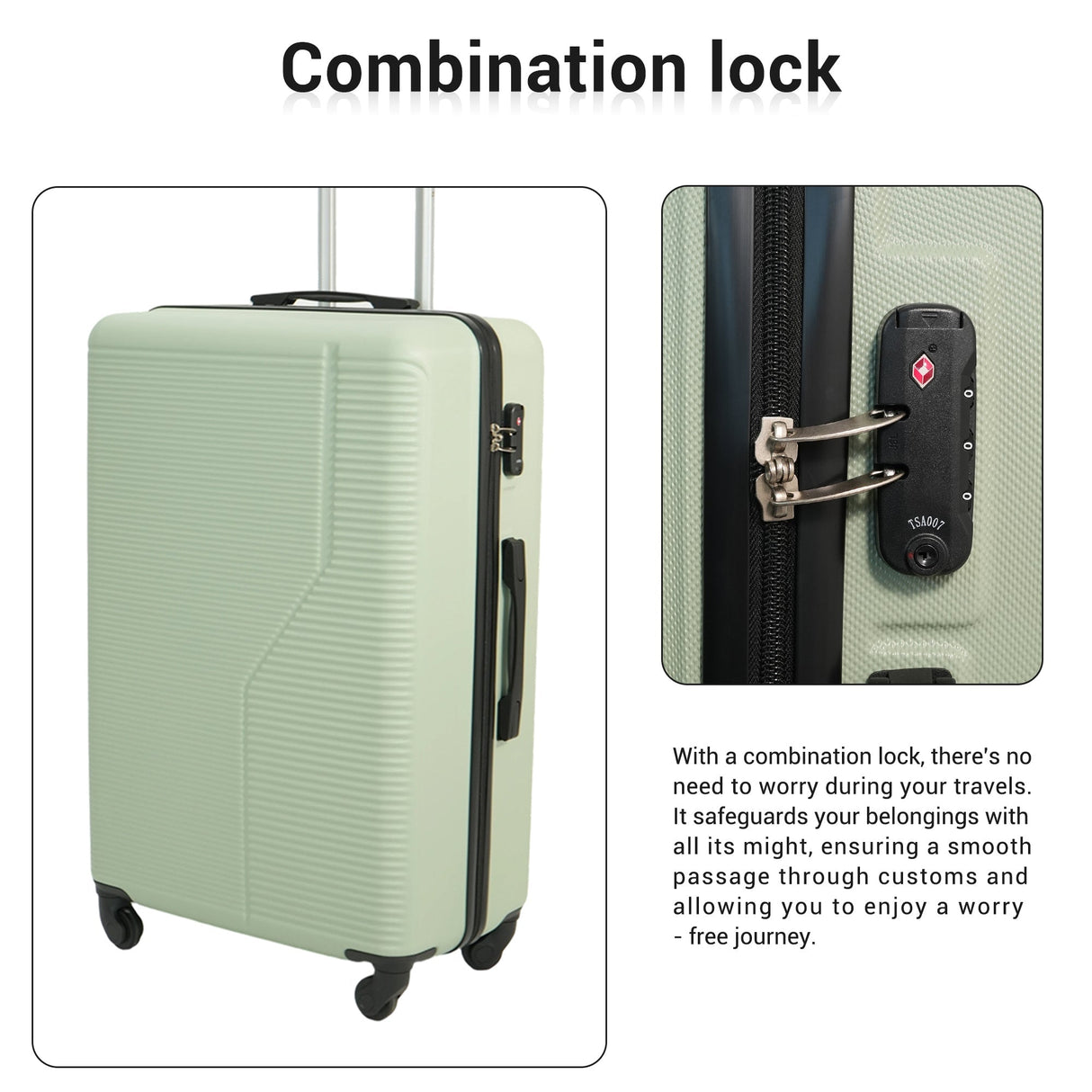 7-Piece ABS Lightweight & Durable Luggage Set in Green