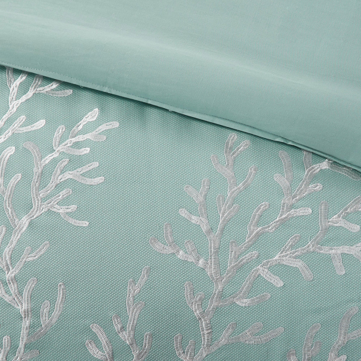 Oversized Cotton Jacquard Comforter Set Aqua Queen
