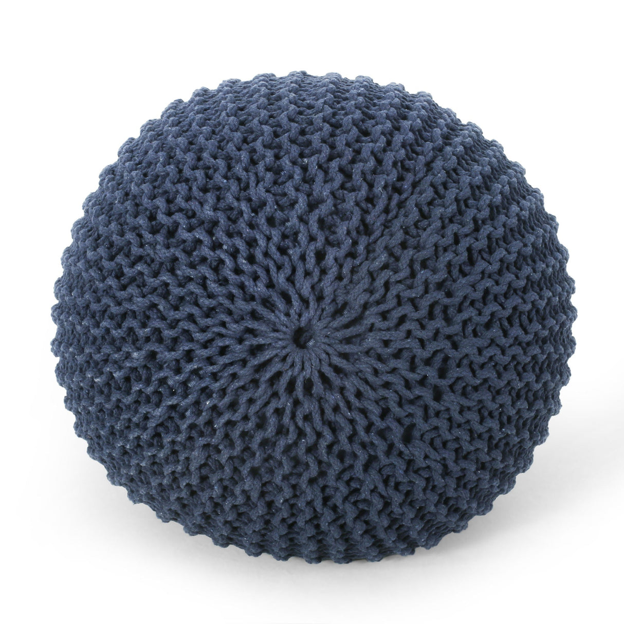 Bordeaux Knitted Cotton Round Pouf Ottoman Floor Cushion