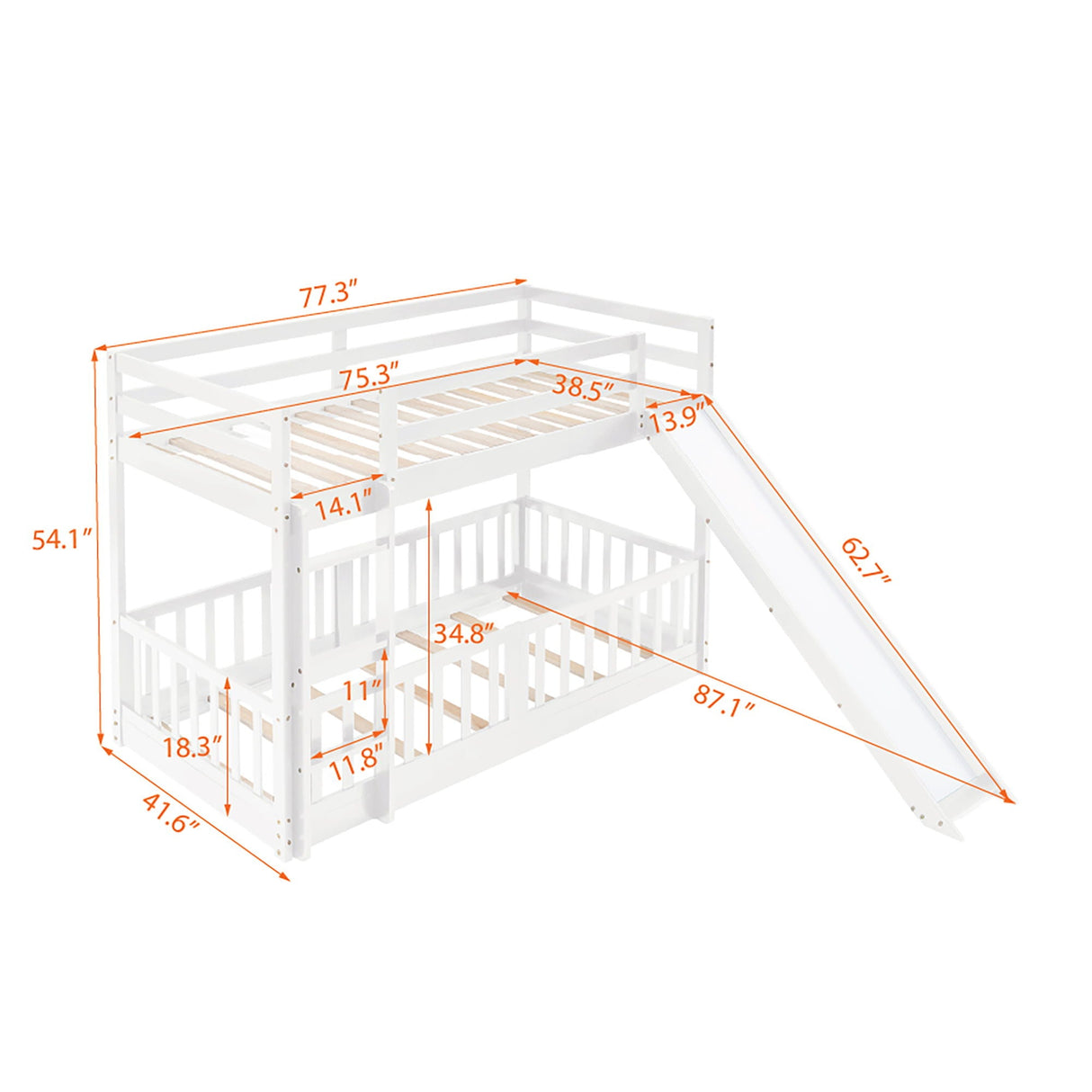 Functional Bunk Bed & Convertible Ladder And Slide