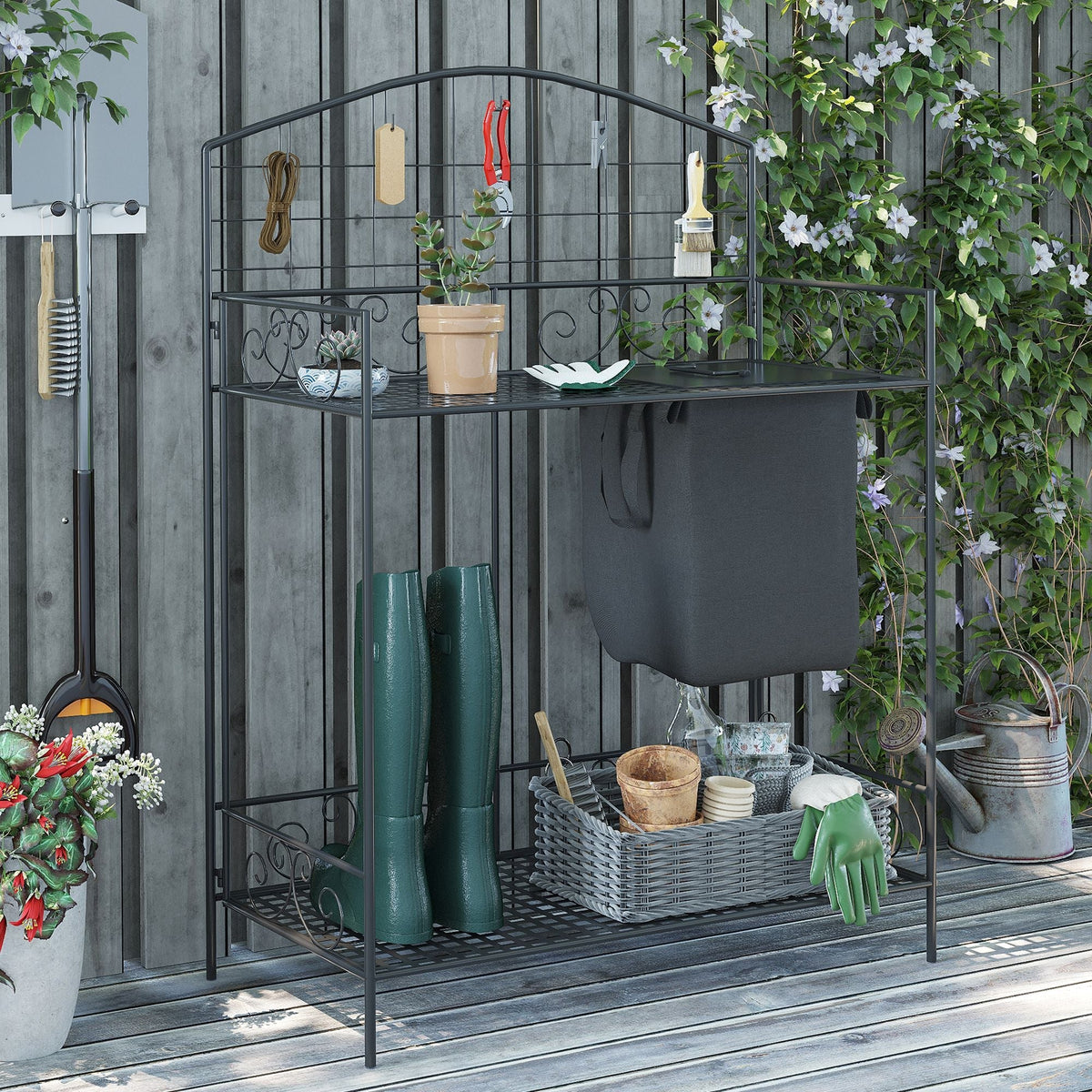 Outsunny Folding Potting Bench Table