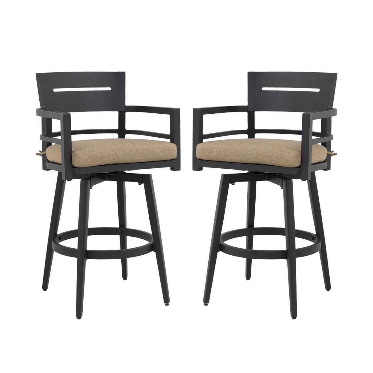 Outdoor Swivel Bar Chairs, 360 Degree Rotation, Ergonomic Backrest (Set of 2)