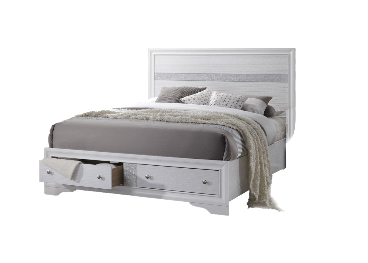 Traditional Style Queen 4-Pc Storage Bedroom Set Made with Wood in White