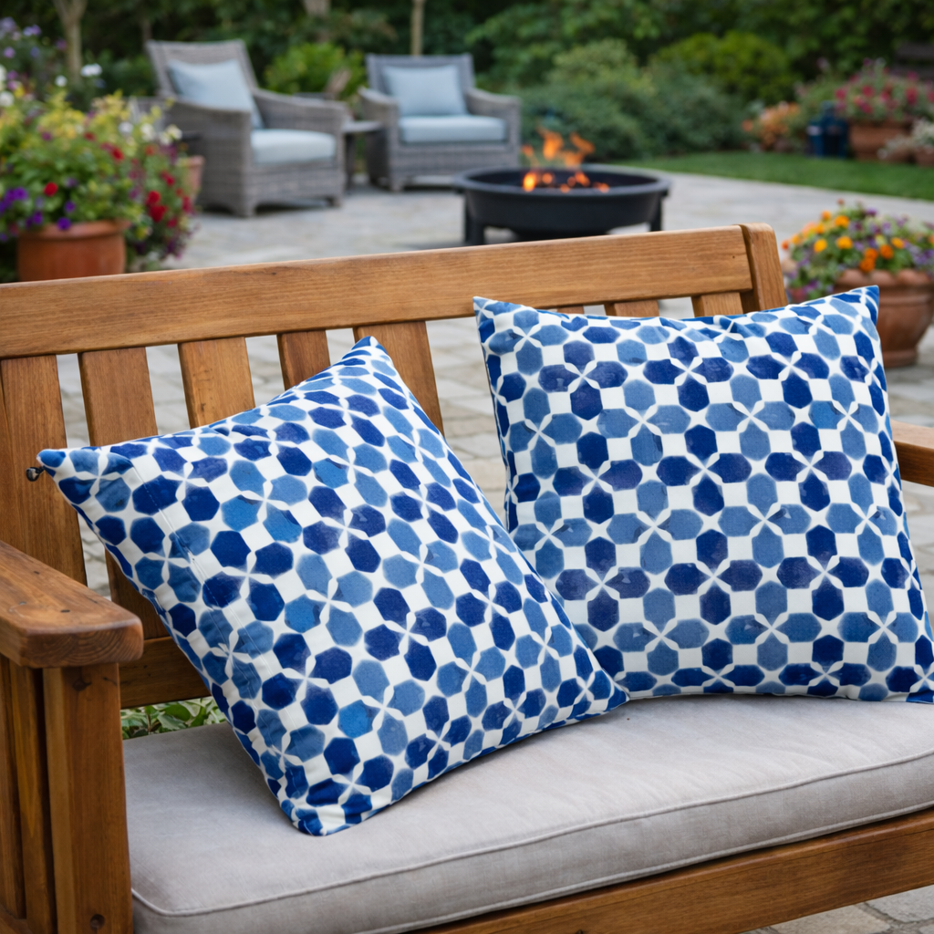 2 Pack Outdoor Throw Pillows, Waterproof & Fade-Resistant Patio Cushions (18x18 Inch)