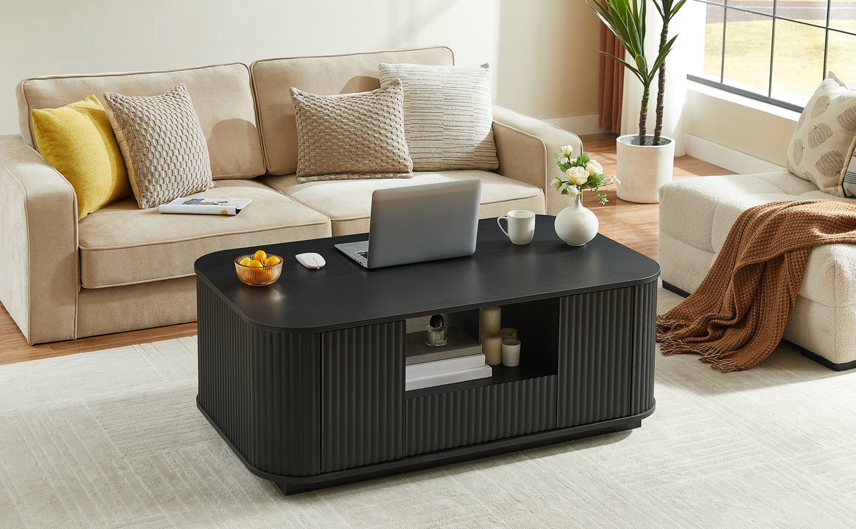 Modern Luxury Oval Coffee Table with Drawers and Storage Compartment