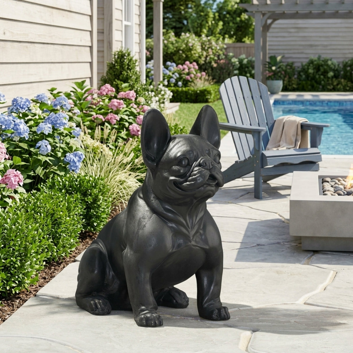 Outdoor French Bulldog Garden Sculpture