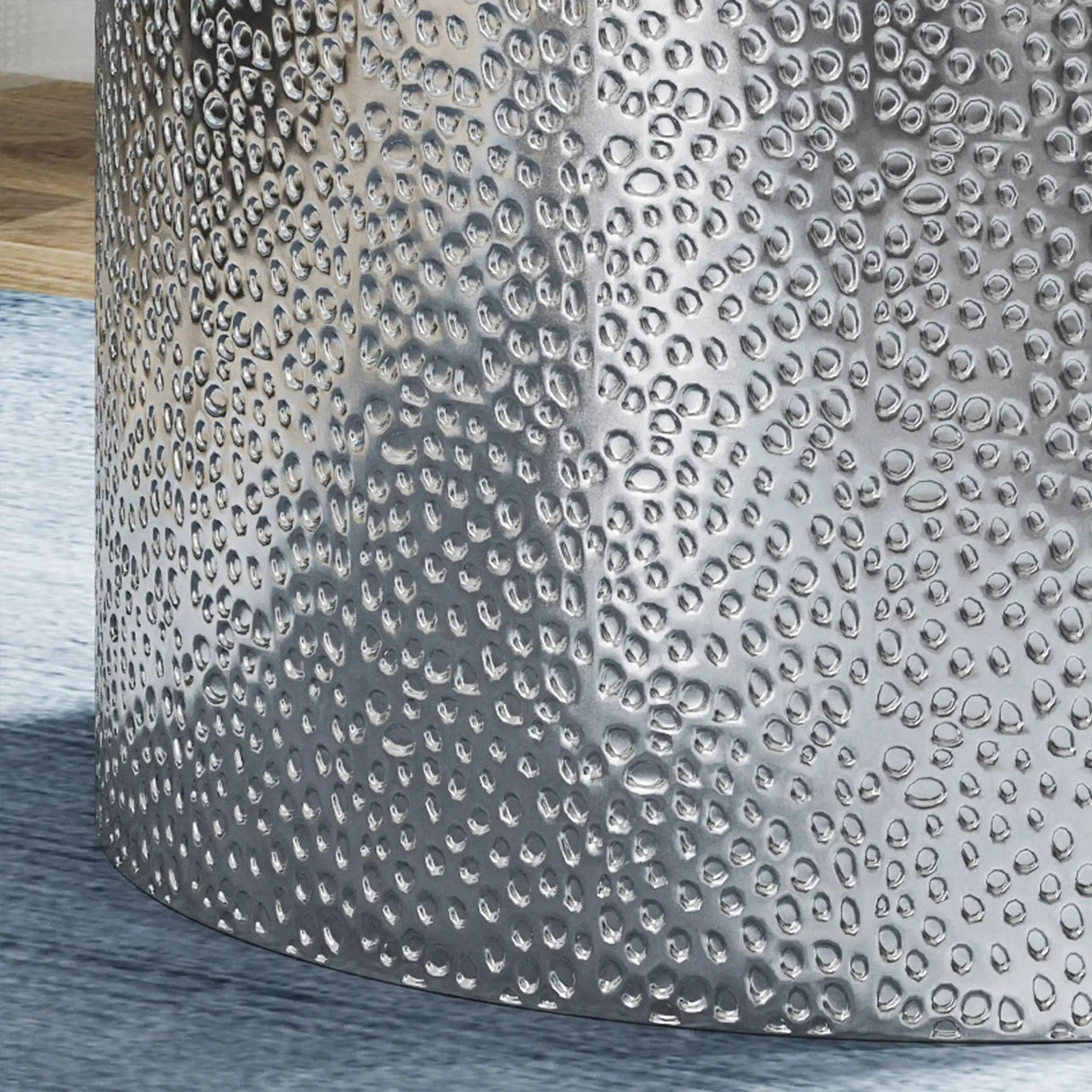Modern Round Accent Table With Hammered Surface