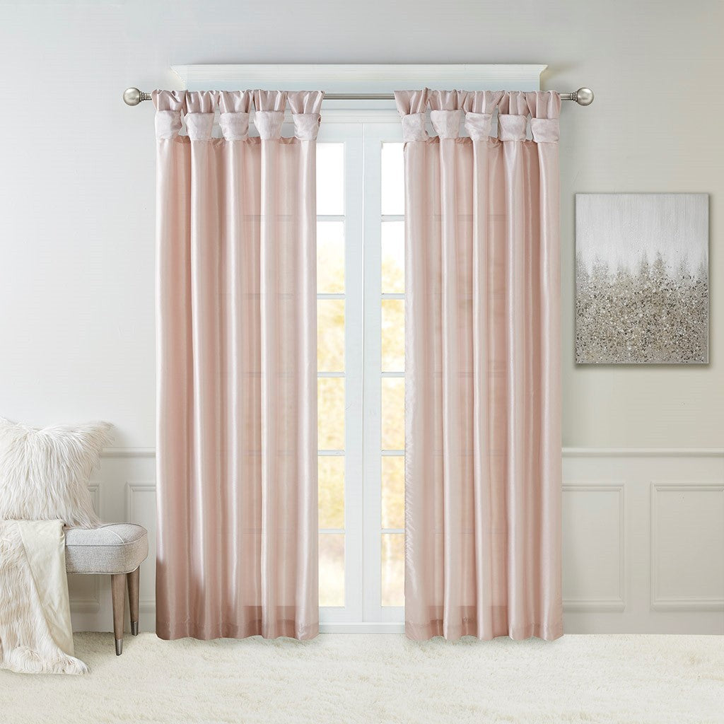 Twist tab lined window curtain panel blush 50x95"