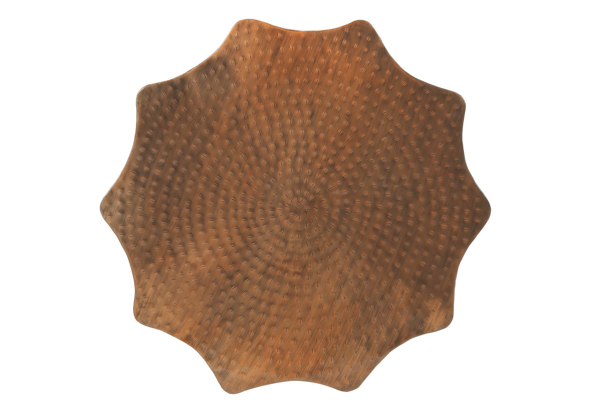 Artifact End Table with Scalloped Design and Hammered Texture