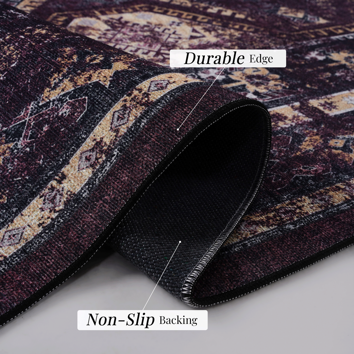 Naar Washable Area Rugs, Low-Pile, Non-Slip, Non-Shedding, Foldable, Kid & Pet Friendly