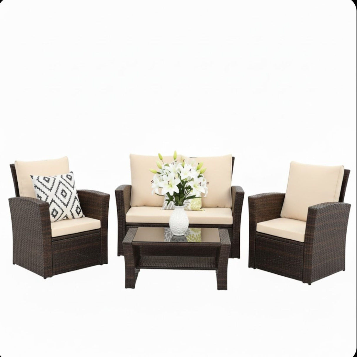 Modern Patio Set With Table And Cushions