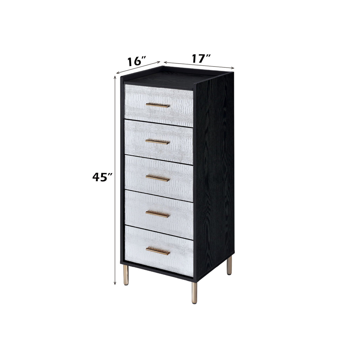 Myles - Jewelry Armoire - Black / Silver / Gold