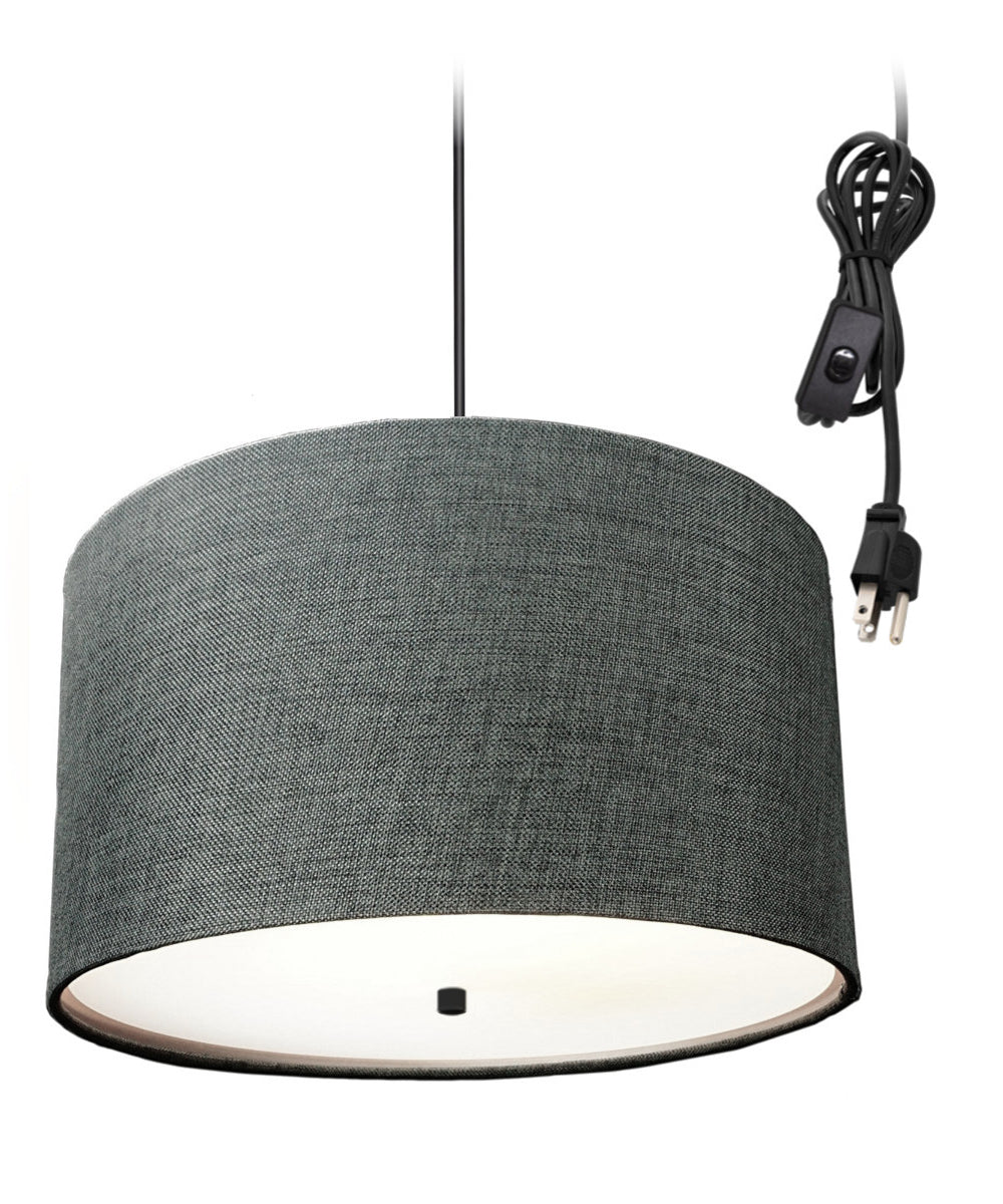 18"W 2 Light Swag Plug-In Pendant Granite Gray with Diffuser Black Cord