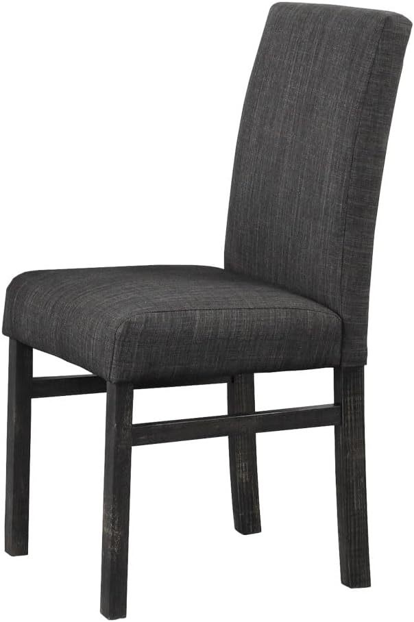 5 Piece Transitional Dining Room Set 48" Wood Table with 4 Upholstered Chairs Charcoal Finish