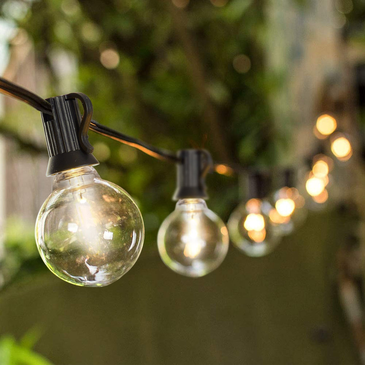 197FT LED Outdoor String Lights, Warm White with Shatterproof Bulbs