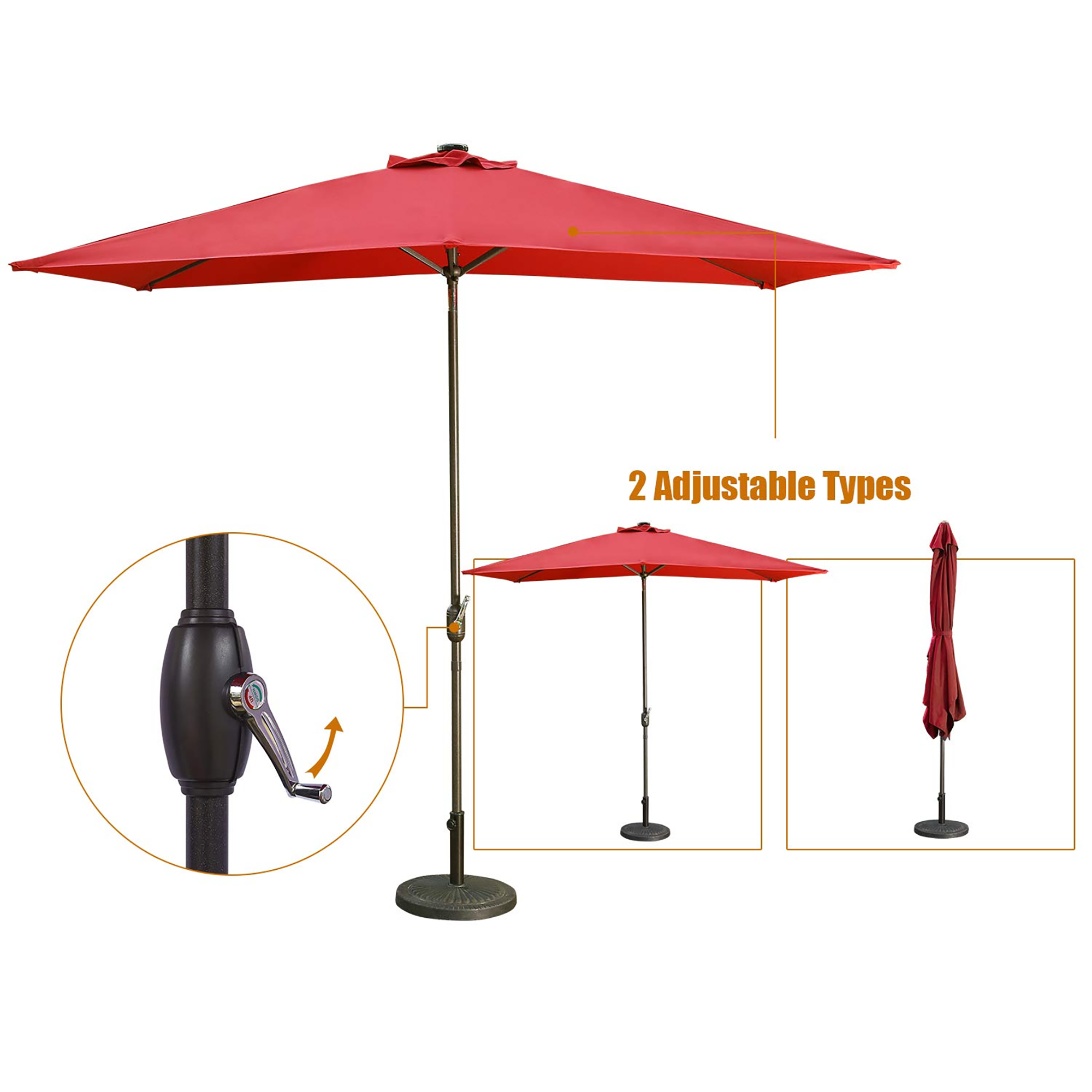 Rectangular-Patio-Umbrella-6.5-ft.-x-10-ft.-with-Tilt,-Crank-and-6-Sturdy-Ribs--RED-Umbrellas-&-Sunshades