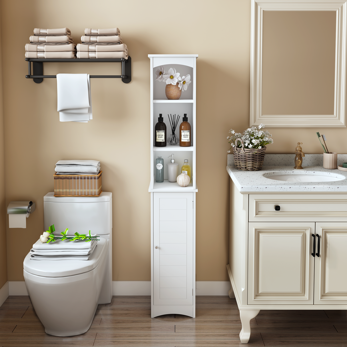 64.17'' Tall Bathroom Storage Cabinet