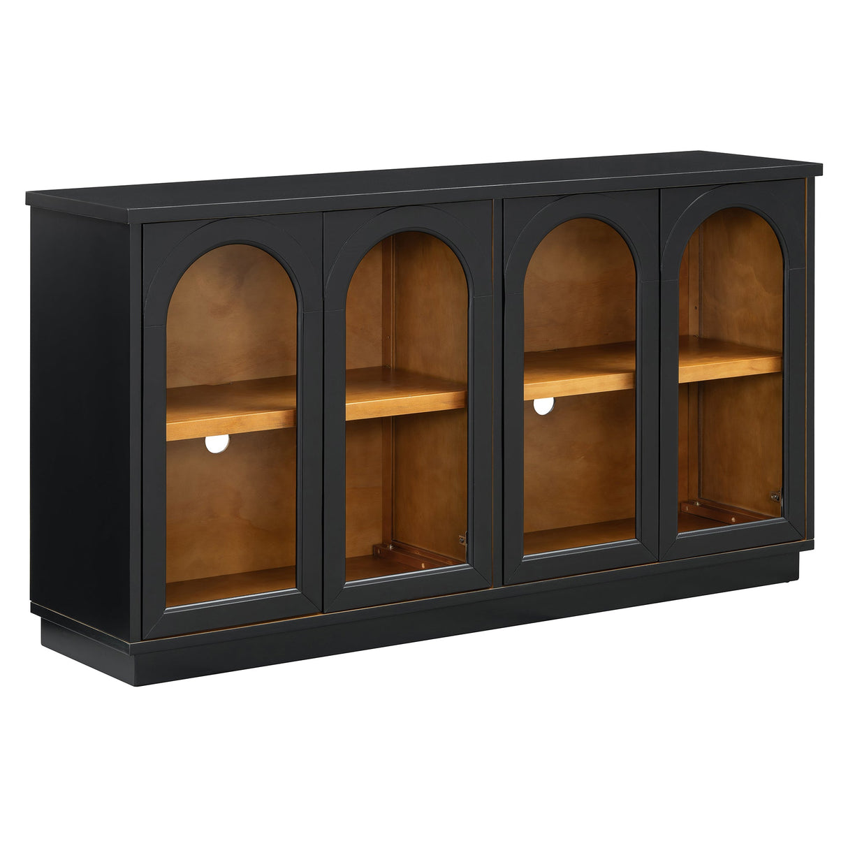 Arched Storage Cabinet with Glass Doors