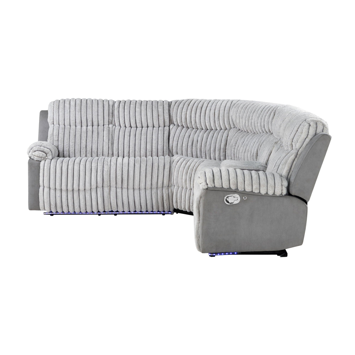 Bruni - Sectional Sofa With LED Lighting And Manual Recline - Gray