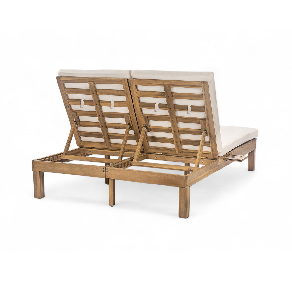TREXM 5-Position Adjustable Backrest Double Chaise Lounge Outdoor