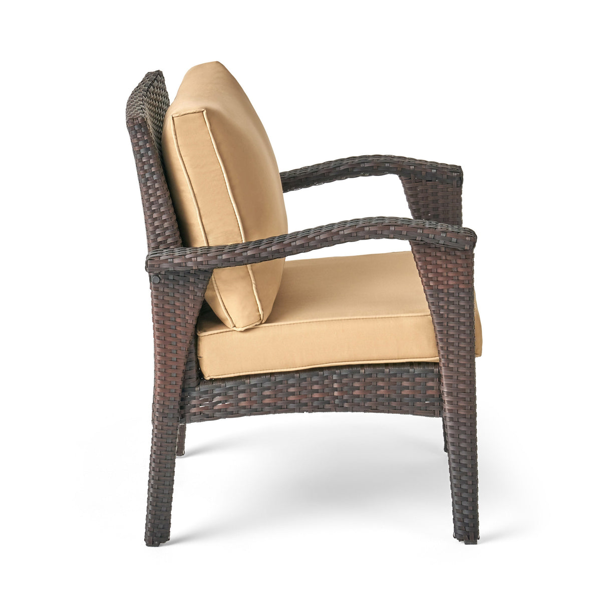 HONOLULU Brown Club Chair Set of 2 with Weather-Resistant Wicker Finish and Cushions