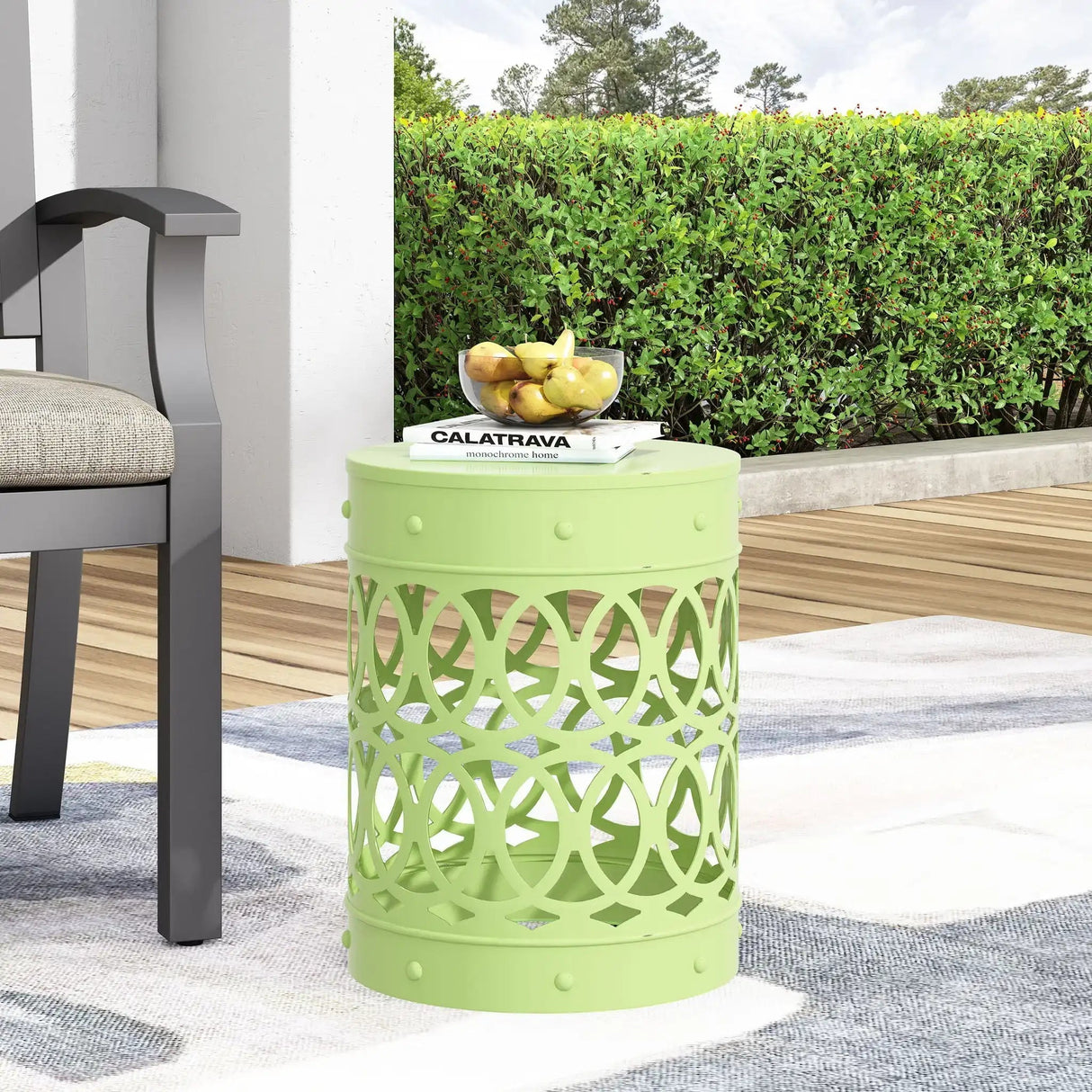 Outdoor Metal Large End Table, Modern Design