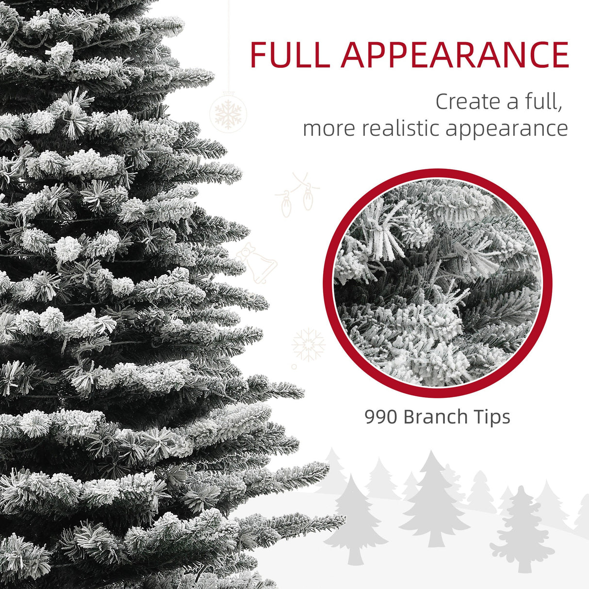6.5 Ft Pre-Lit Snow Flocked Mountain Pine Artificial Christmas Tree
