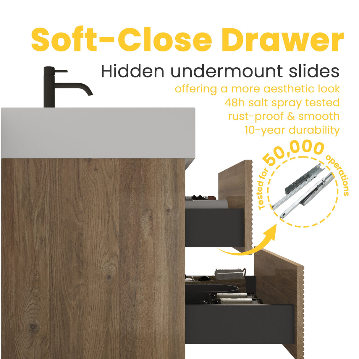 Grace 72" Bathroom Vanity with Silent DTC Soft-Closing Drawers