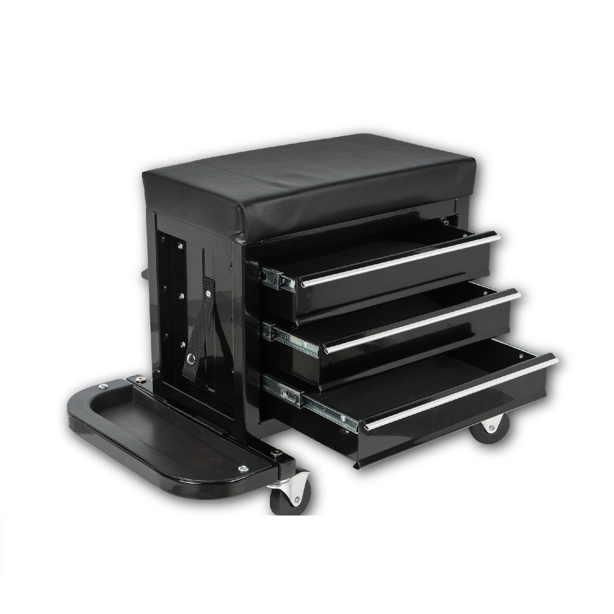 3-Drawer Tool Chest Rolling Mechanic Seat with Tool Trays