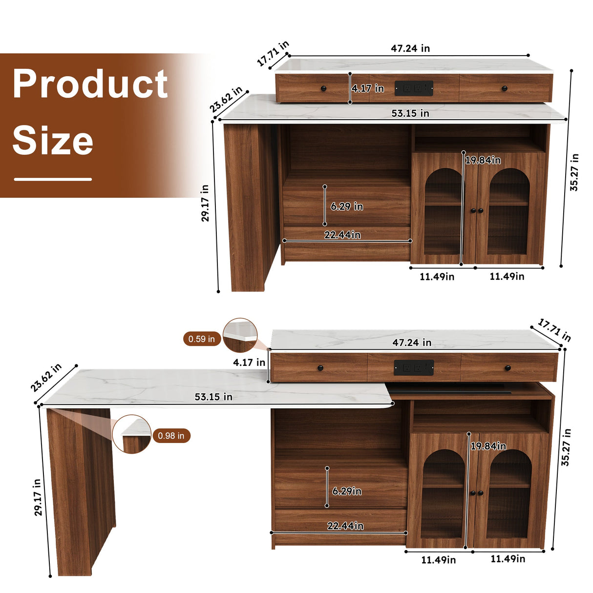 Extendable Kitchen Island with Rotating Table