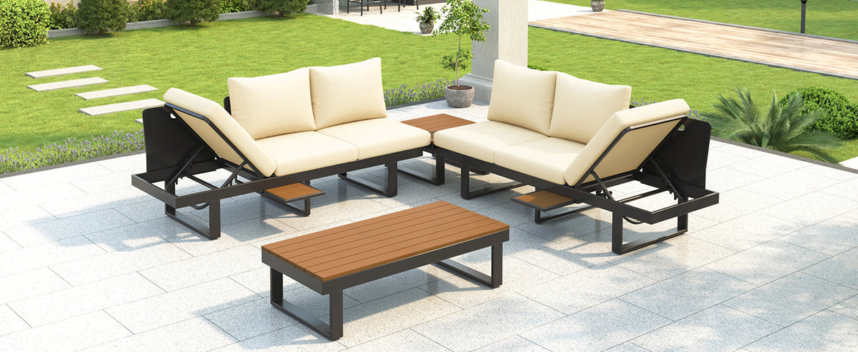 Outdoor Sectional Sofa Set with Adjustable Reclining Seats