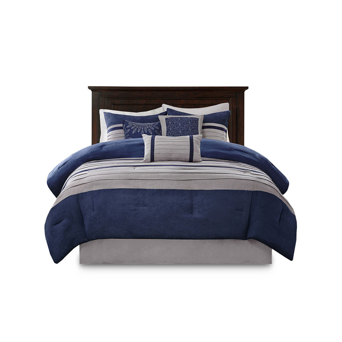 7 PC Pieced Faux Suede Comforter Set